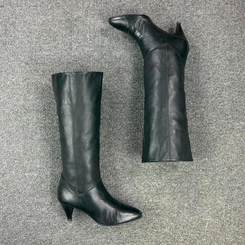 Women's Nine West Black High Pull On Stiletto Heel Tall Campus Boots Size 7.5